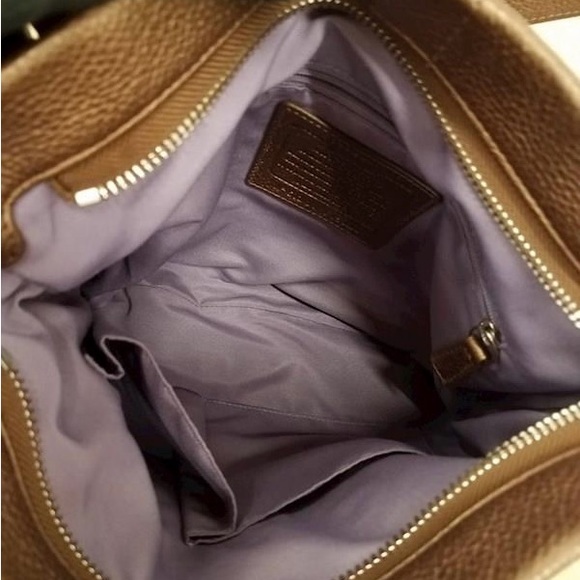 Coach Bronze Metallic Pebble Leather Shoulder Bag Purse Handbag F19722 - Picture 5 of 5